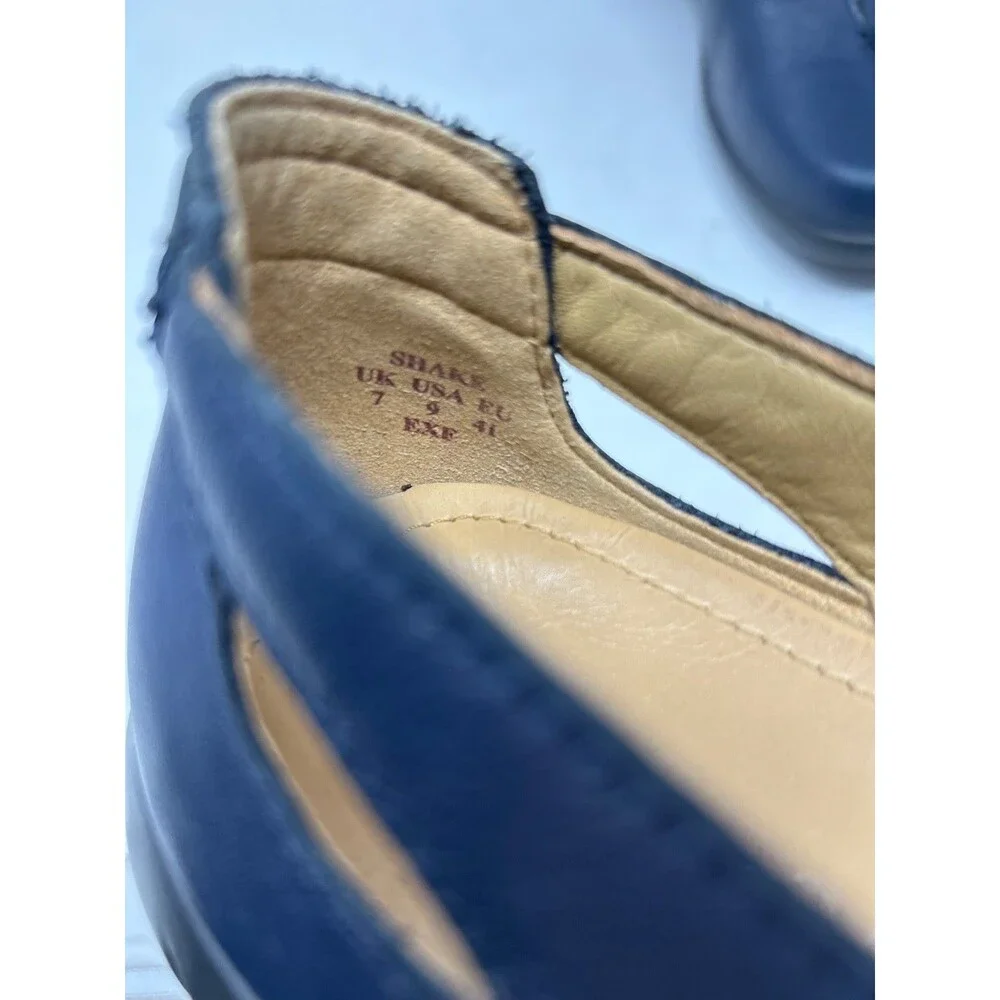 Hotter Women's US sz 9 Navy Leather Shake Mary Jane Flats Comfort Shoes